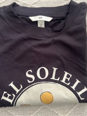 H&M Black Graphic Tee with White & Yellow Print